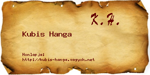 Kubis Hanga névjegykártya